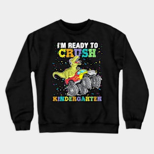 Kids   To Crush Kergarten  Truck Dinosaur Crewneck Sweatshirt